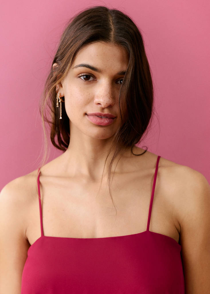 Ruffled asymmetric jumpsuit — Red
