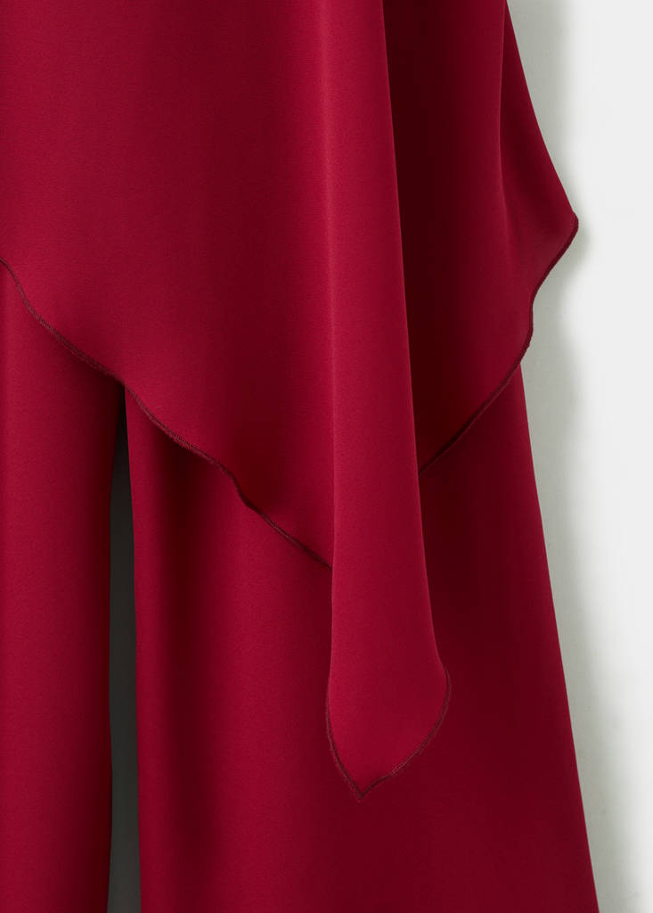 Ruffled asymmetric jumpsuit — Red