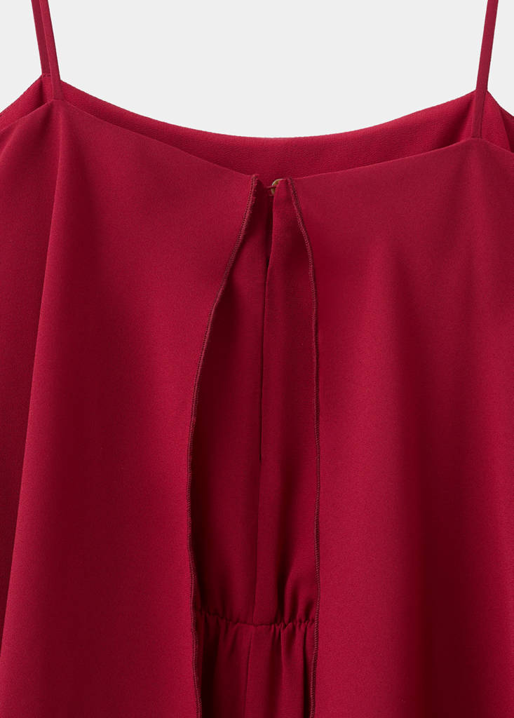 Ruffled asymmetric jumpsuit — Red