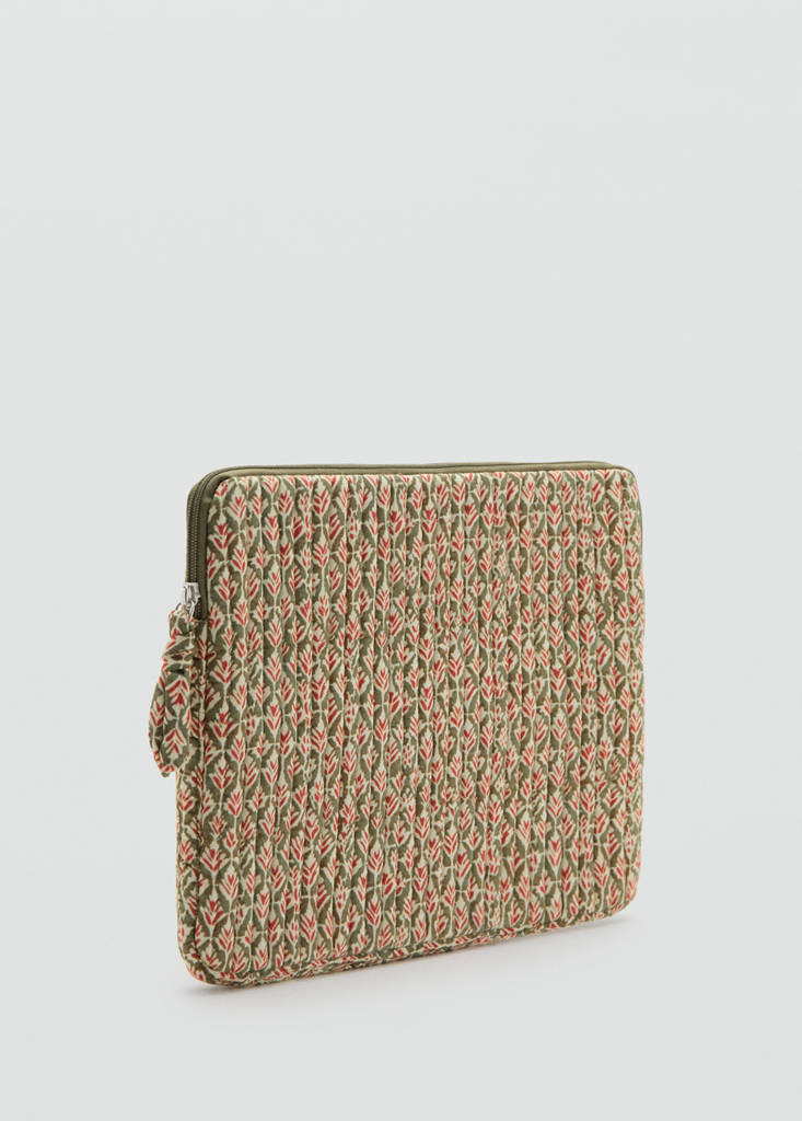 Mango Printed Laptop Case In Green
