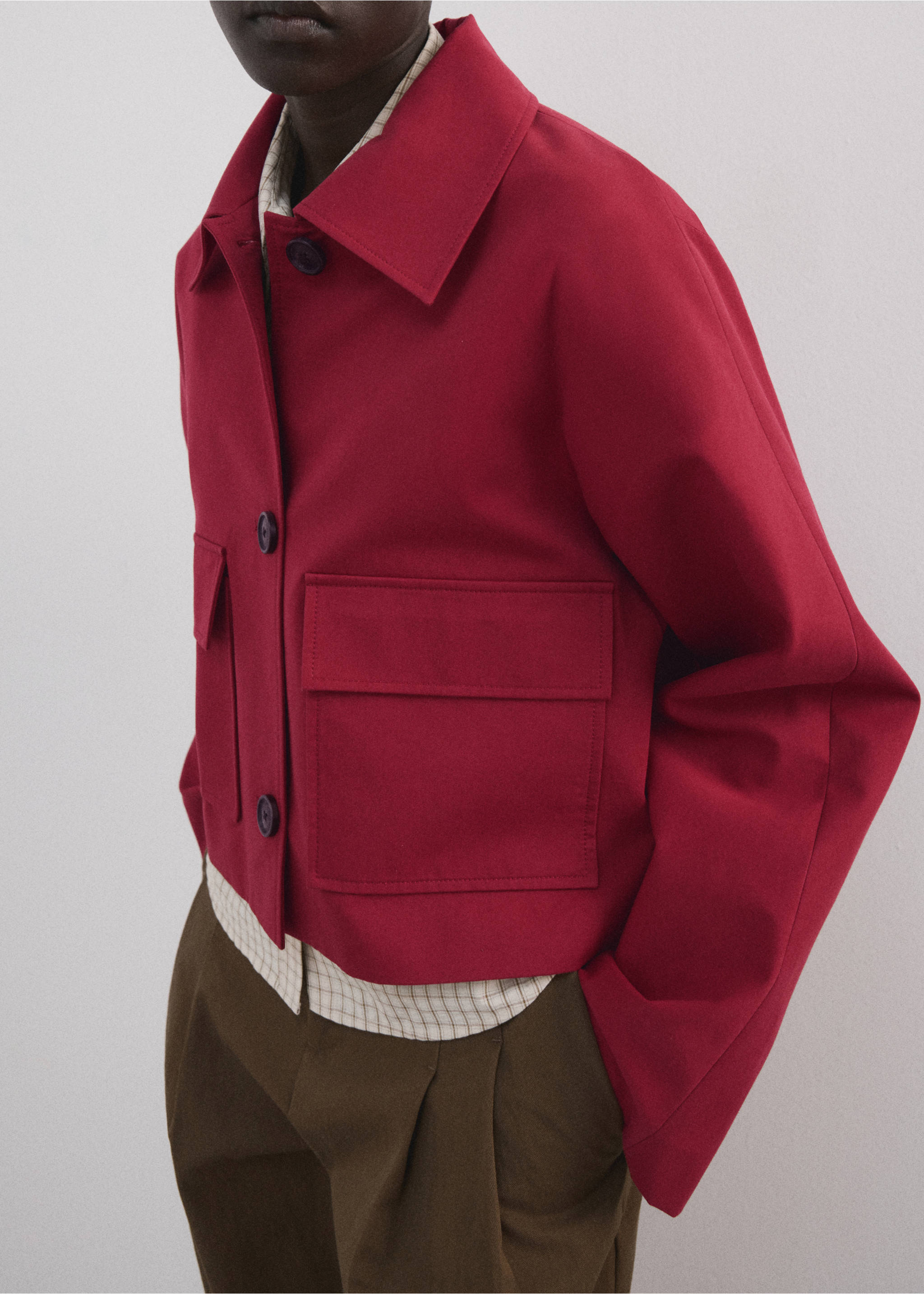 Chaqueta algodón bolsillos - Plano medio, Rojo. Ref: 27065817-00.