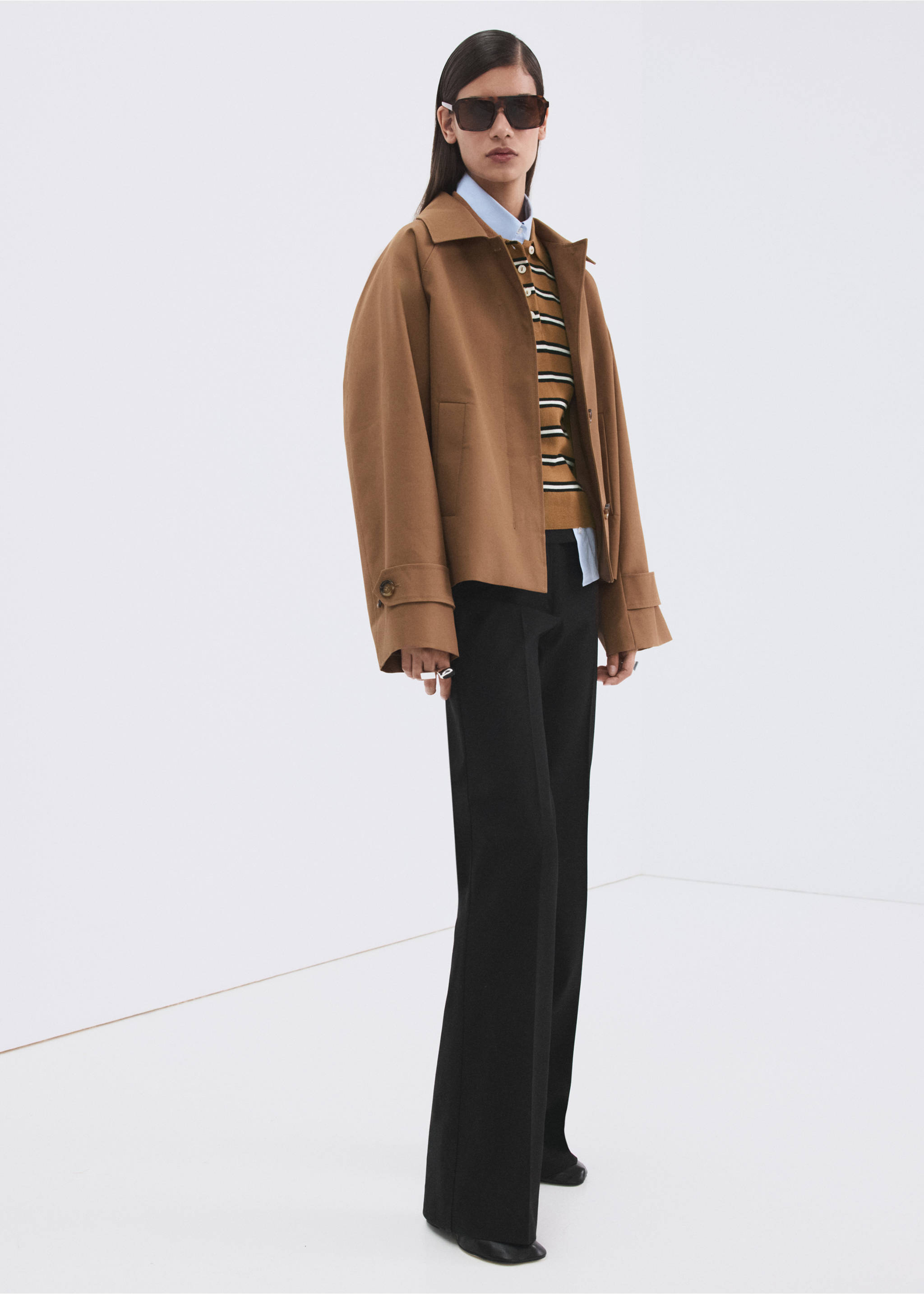 Sweater kerah polo garis-garis - Tampilan Umum, Karamel. Ref: 27065818-00.