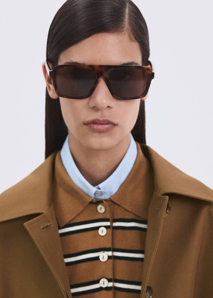 Striped polo-neck sweater — Caramel