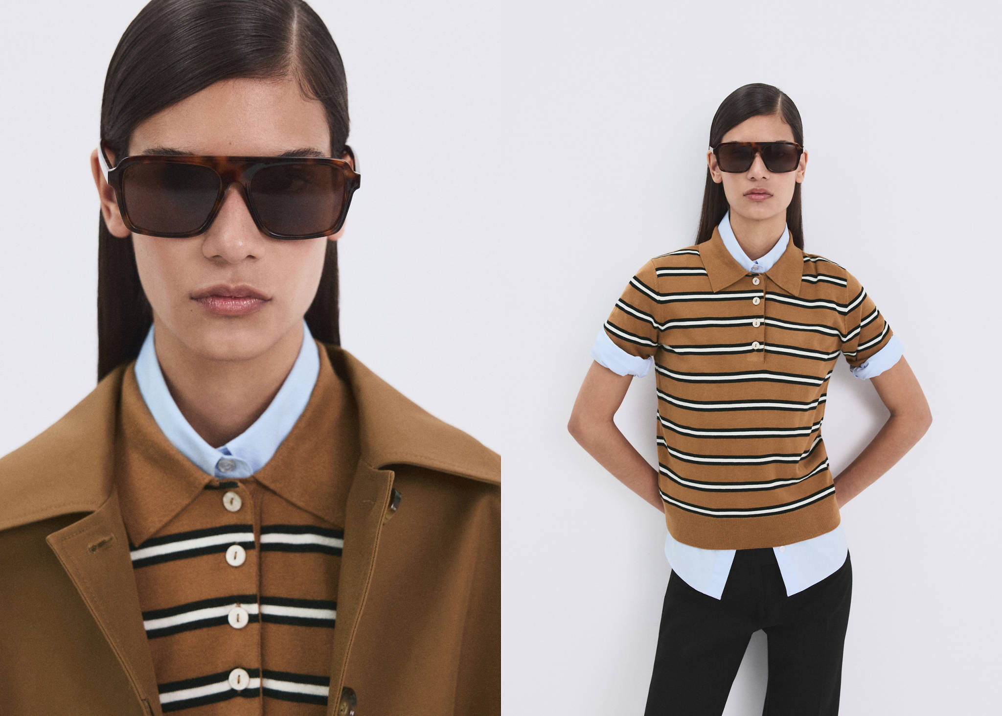 Striped polo-neck sweater - Panoramic plane