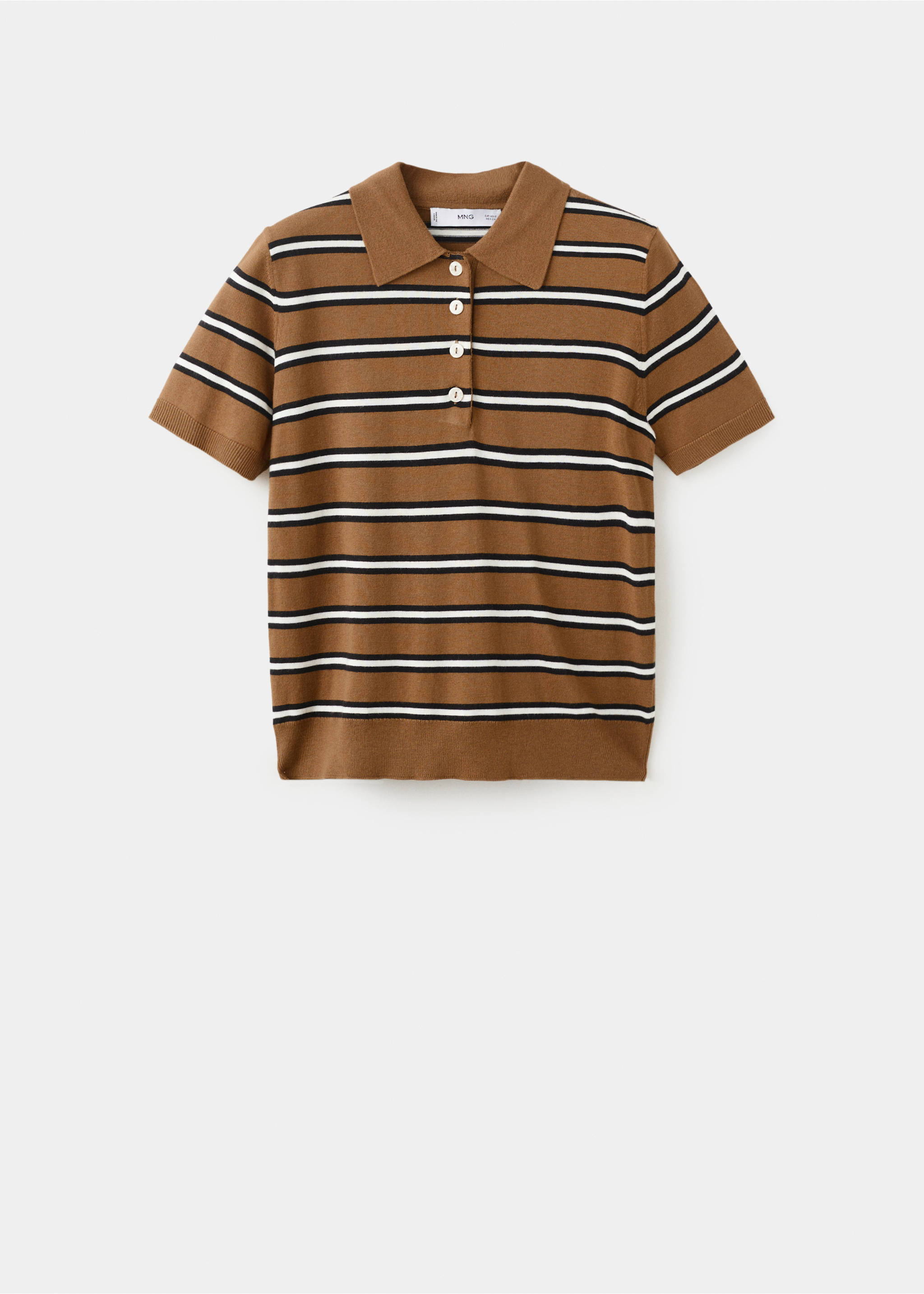 Sweater kerah polo garis-garis - Barang tanpa model, Karamel. Ref: 27065818-00.