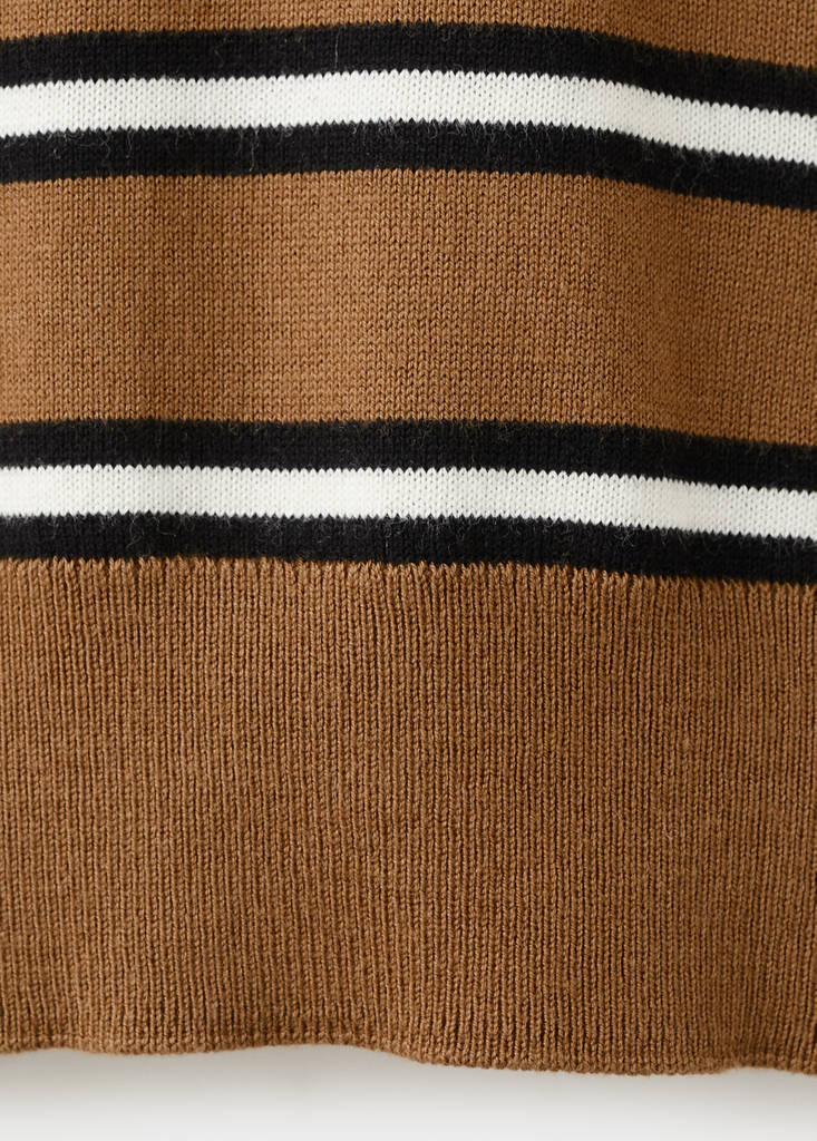 Striped polo-neck sweater — Caramel