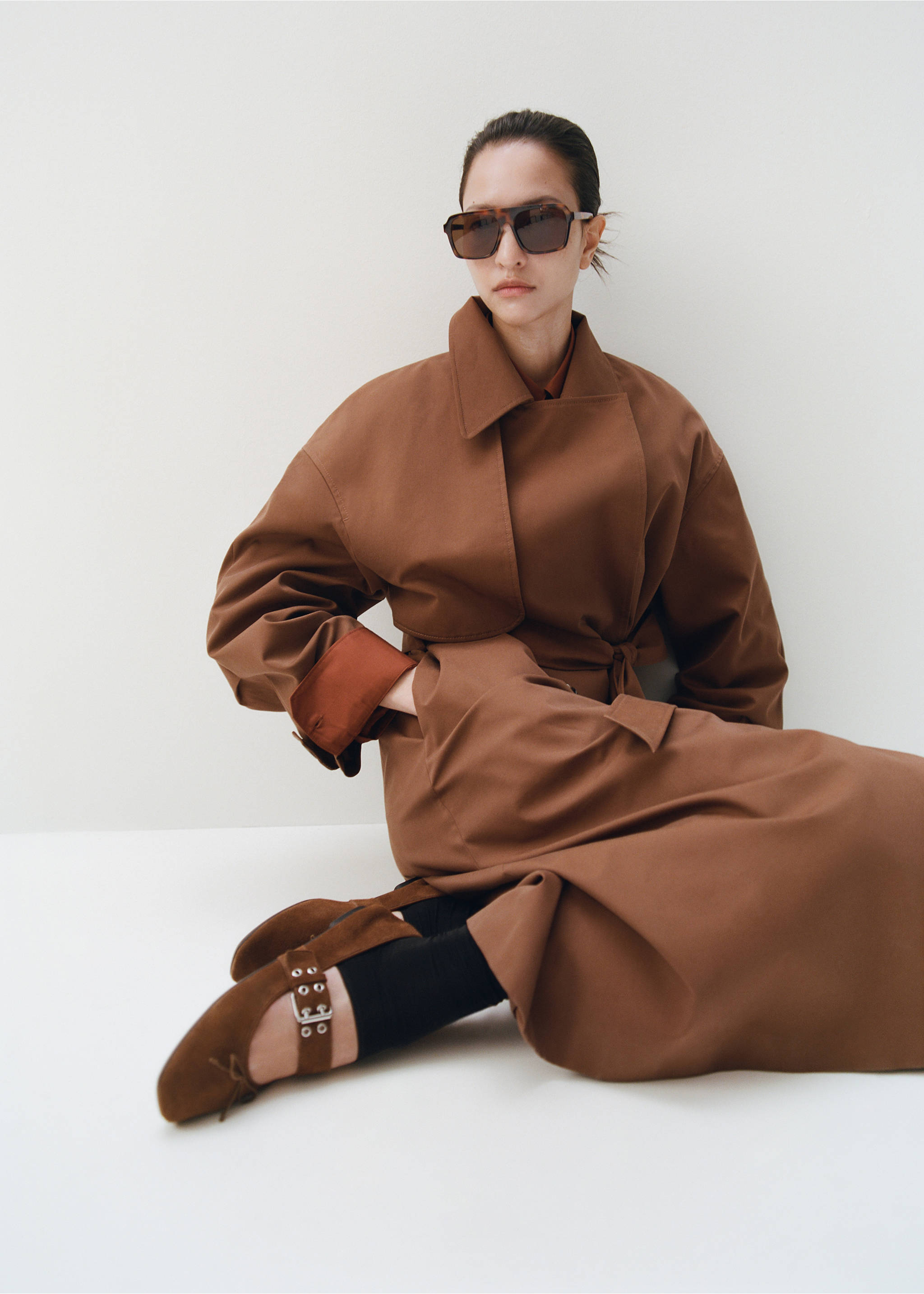 Ballerines suède boucle - Plan général, Chocolat. Ref: 27065820-00.