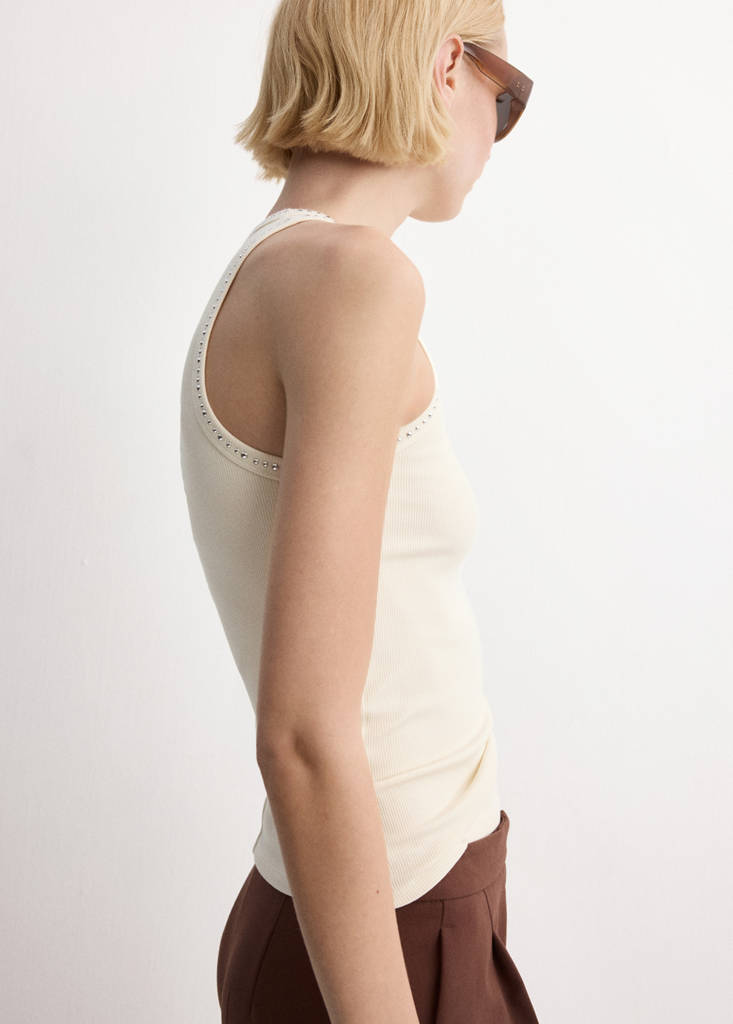 Studded trim top — Off White