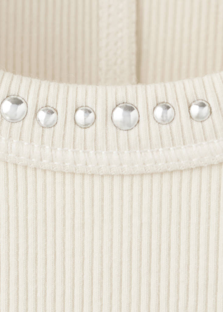 Studded trim top — Off White