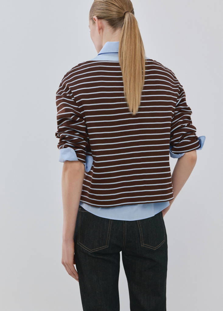 Striped boat neck sweatshirt — Chocolate