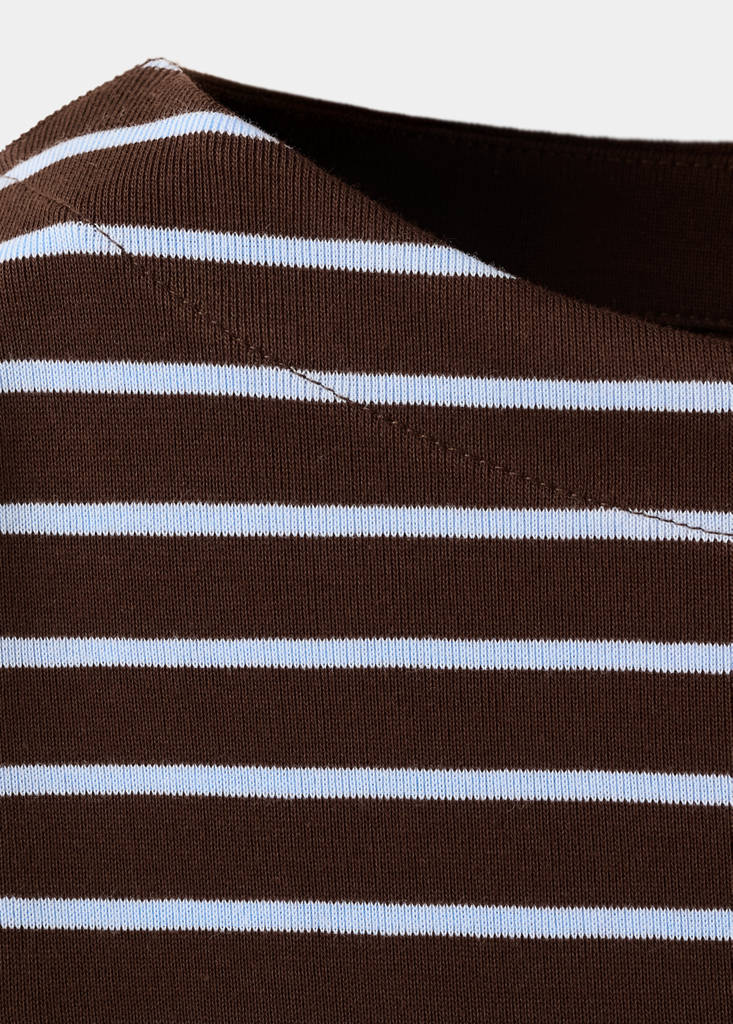 Striped boat neck sweatshirt — Chocolate