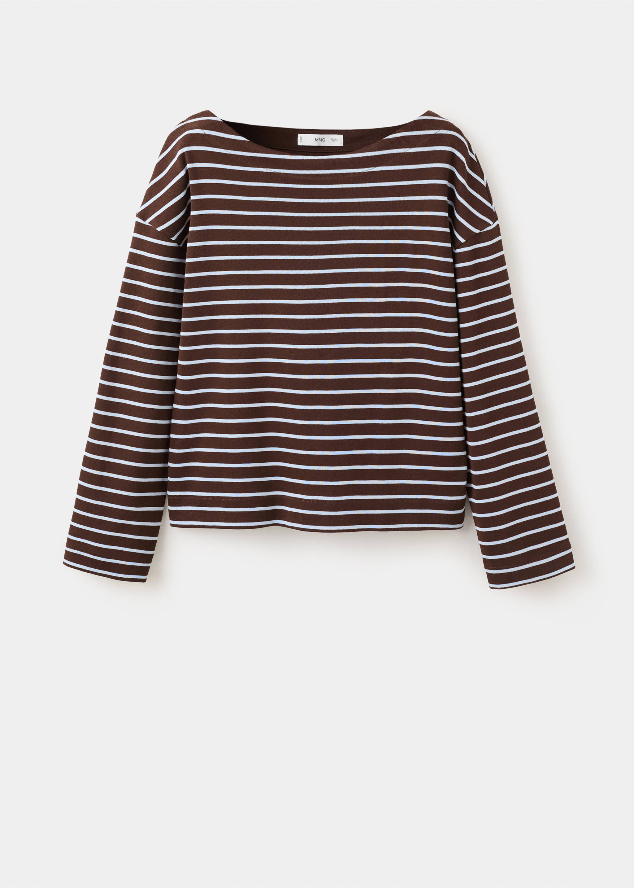 Striped boat neck sweatshirt - Article without model, Chocolate. Ref: 27065823-00.