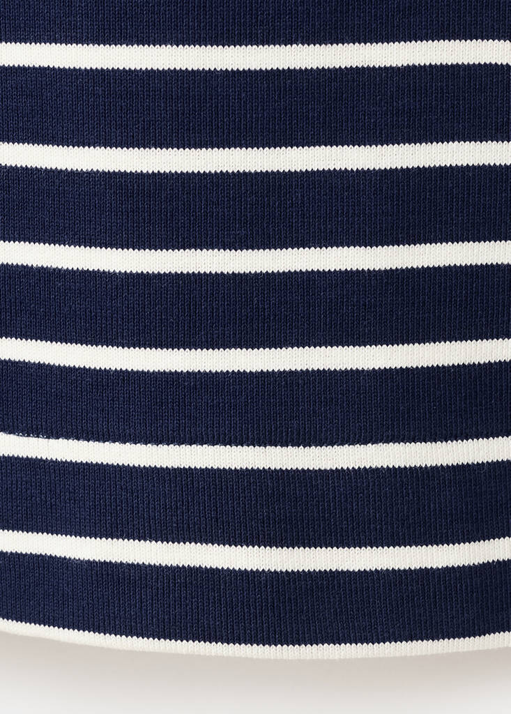 Striped boat neck sweatshirt — Navy