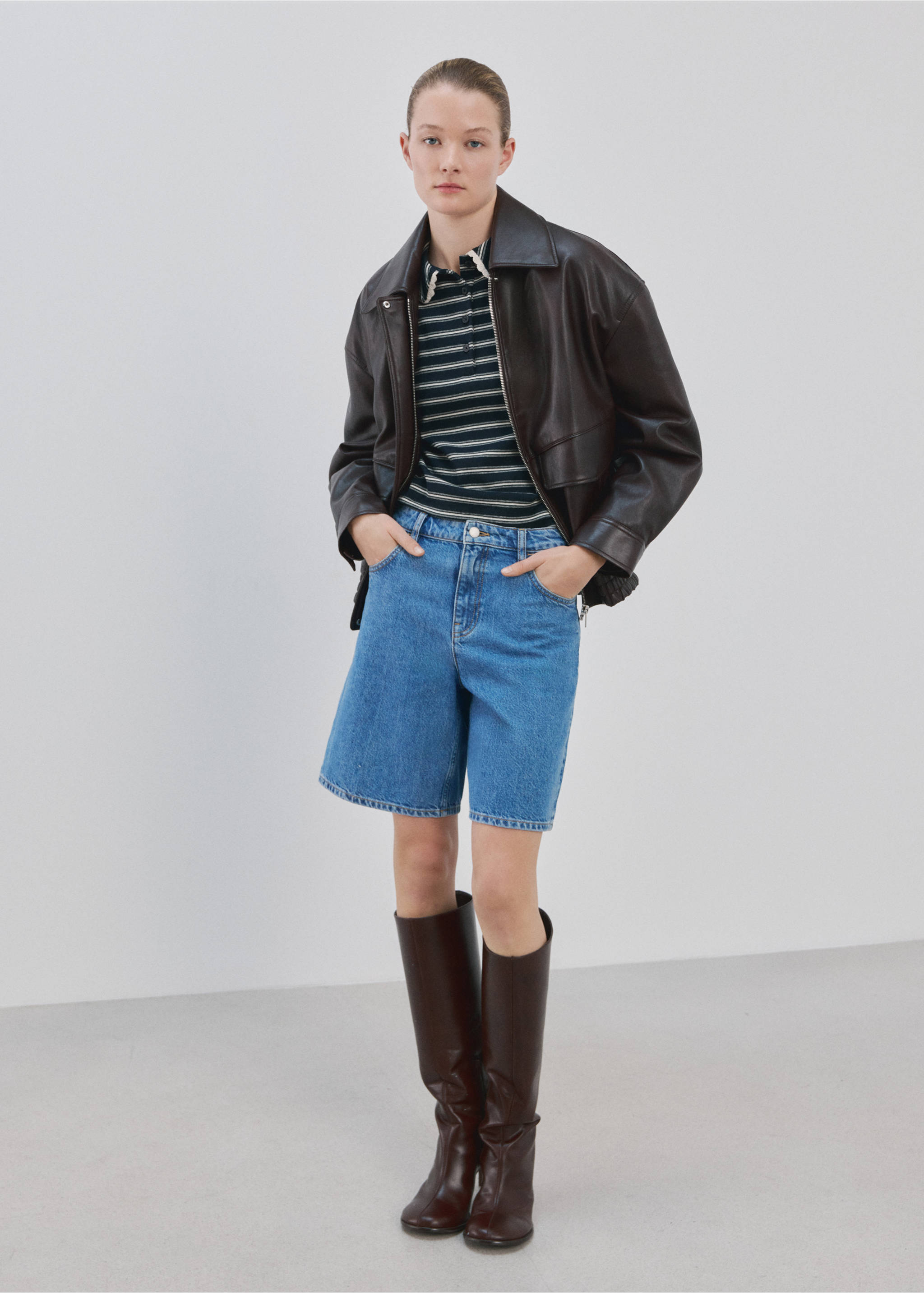 Kaus Polo salur dengan tepi rajut bergelombang - Tampilan Umum, Biru laut. Ref: 27065825-00.