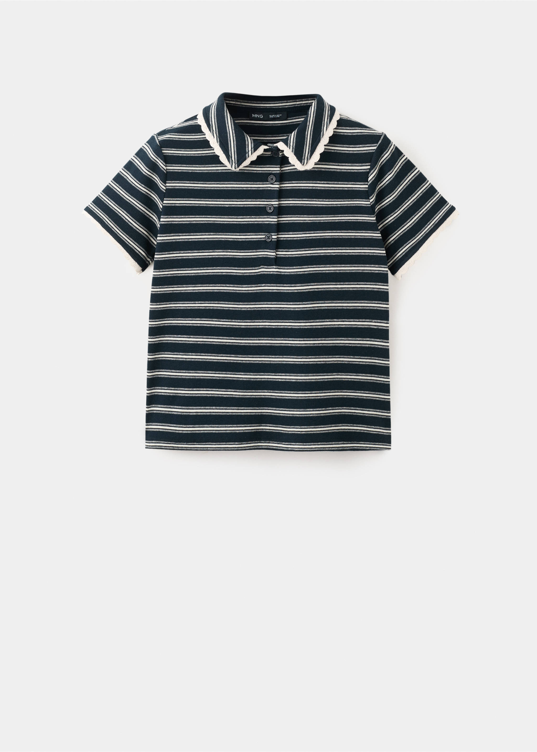 Kaus Polo salur dengan tepi rajut bergelombang - Barang tanpa model, Biru laut. Ref: 27065825-00.