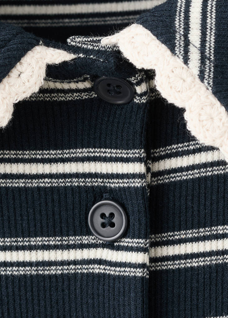 Scalloped striped polo — Navy