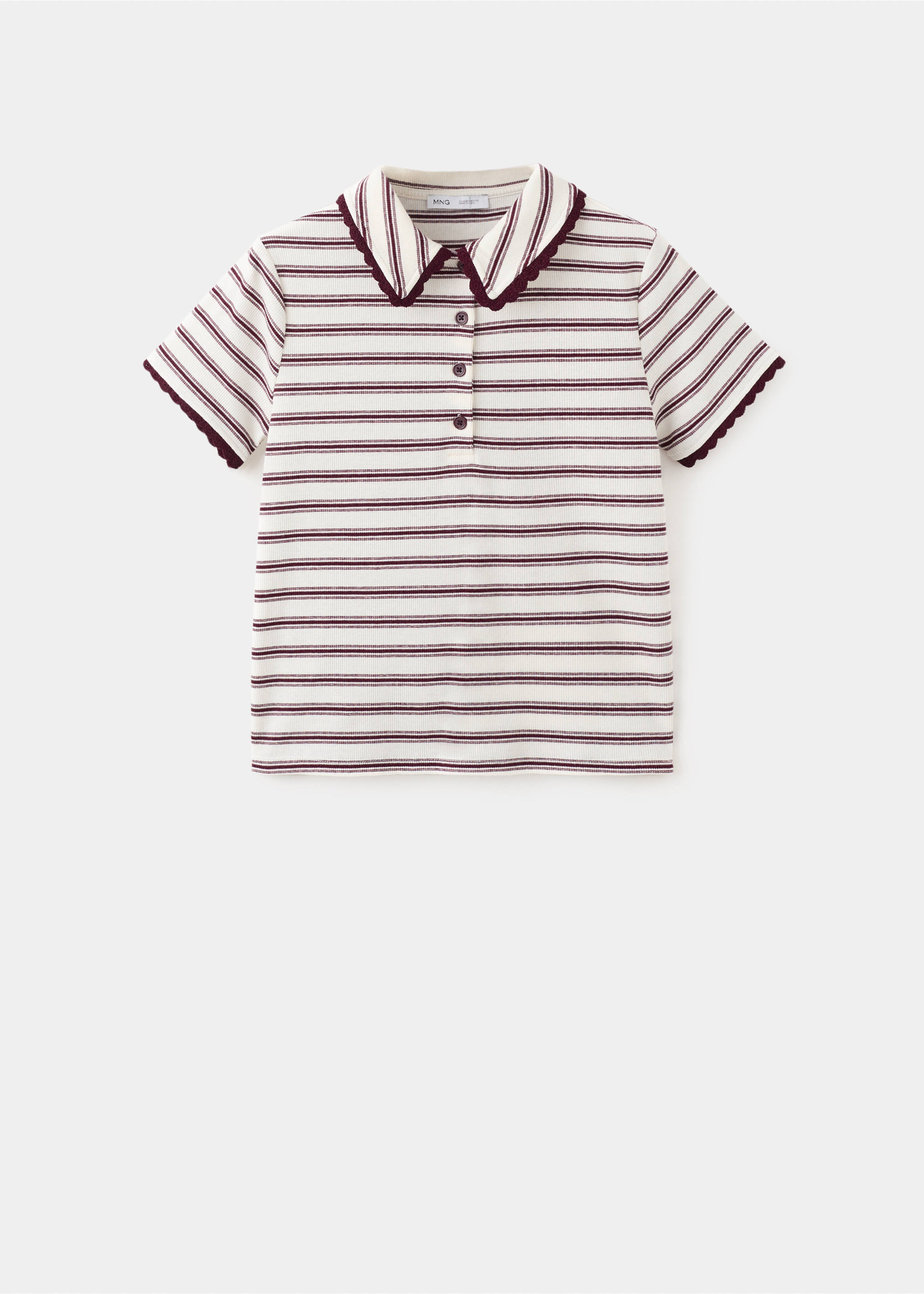 Scalloped striped polo - Article without model, Burgundy. Ref: 27065825-00.