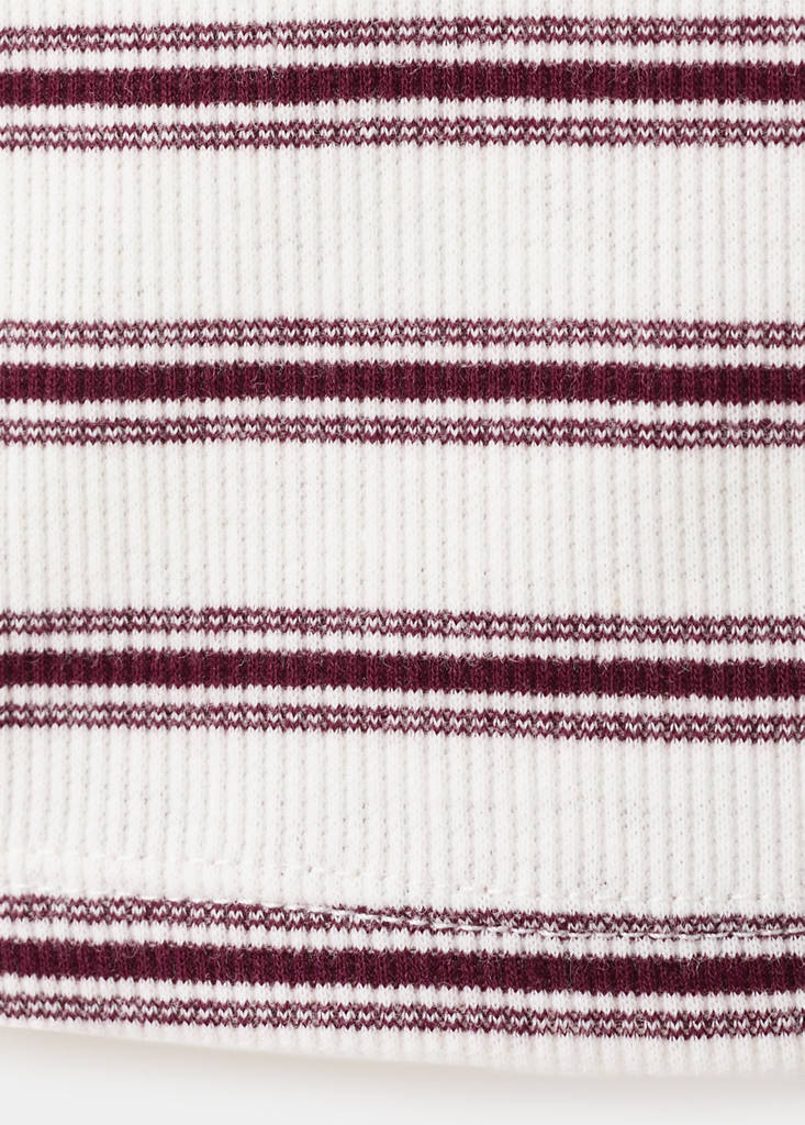 Scalloped striped polo — Burgundy