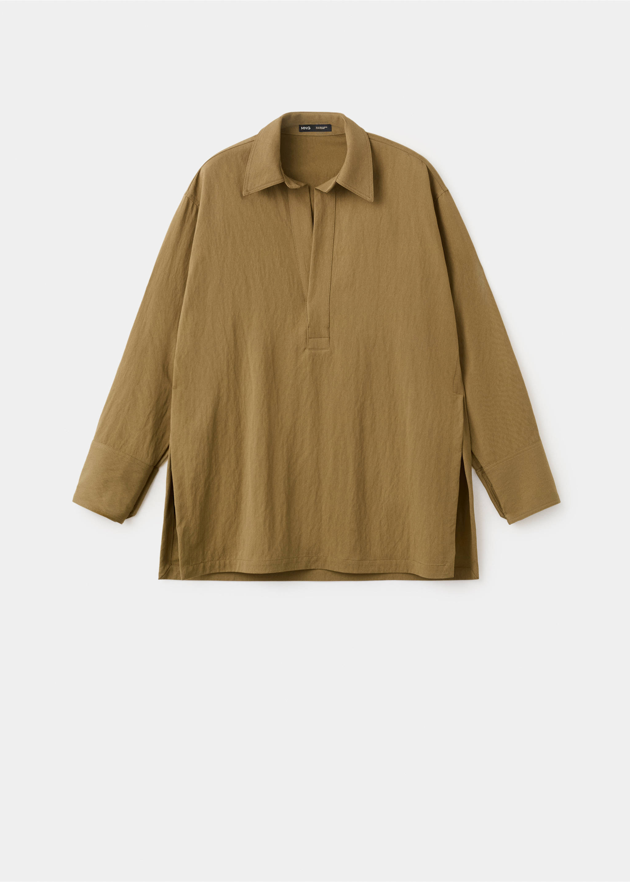 Oversized shirt with a shirt collar - Article without model, Khaki. Ref: 27065826-00.