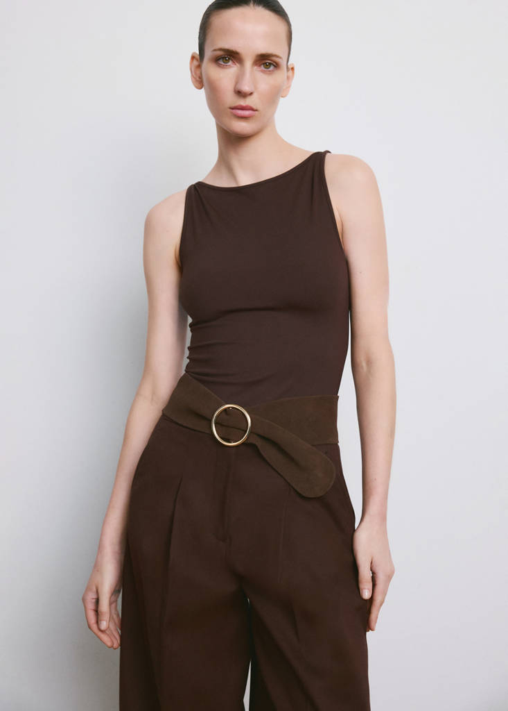 Fitted crop top — Brown
