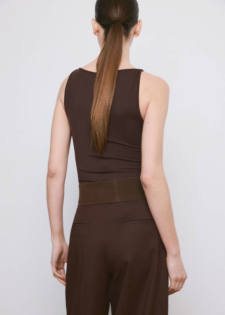 Fitted crop top — Brown