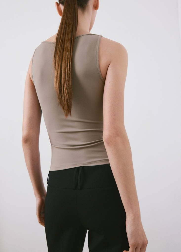 Fitted crop top — Light/Pastel Brown