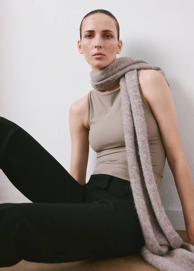 Fitted crop top — Light/Pastel Brown