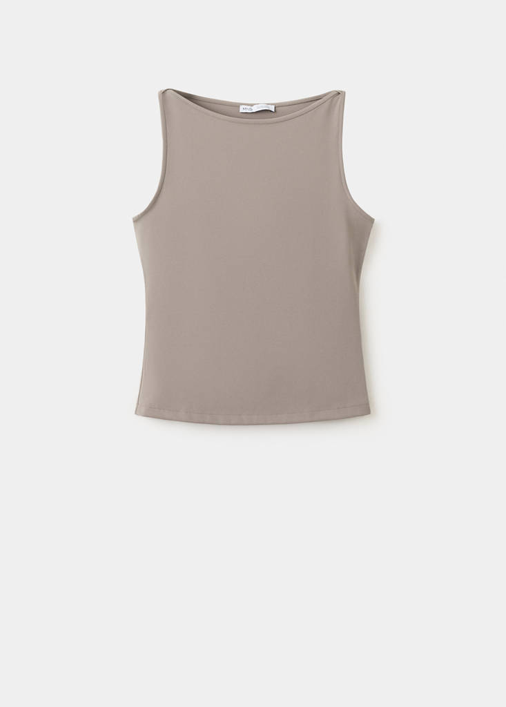 Fitted crop top — Light/Pastel Brown