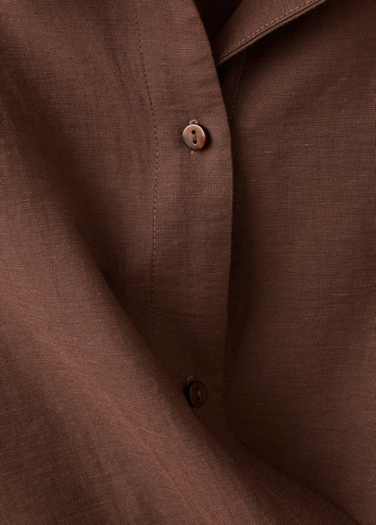 Wrap shirt with bow — Brown