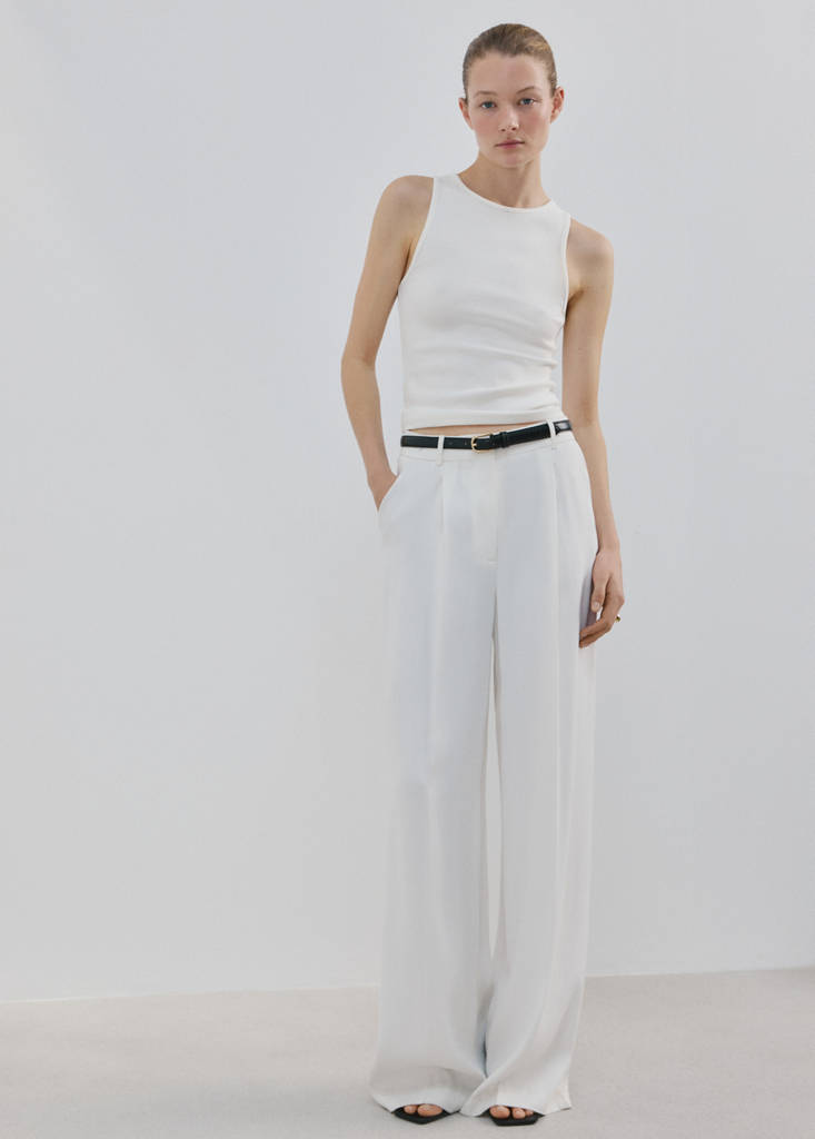 Ribbed cotton-blend top — White