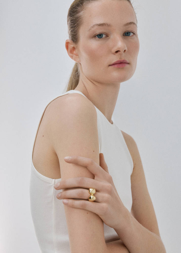 Ribbed cotton-blend top — White