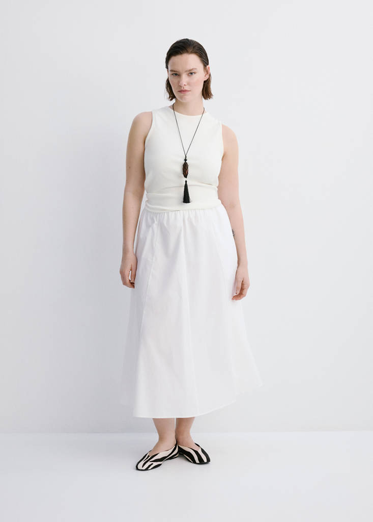 Ribbed cotton-blend top — White