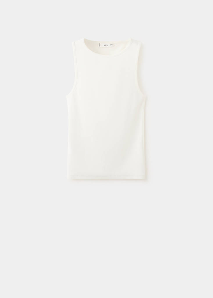 Ribbed cotton-blend top — White