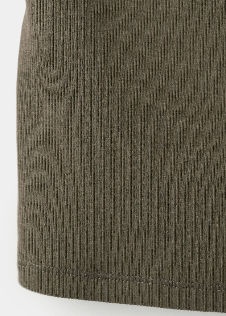Ribbed cotton-blend top — Khaki