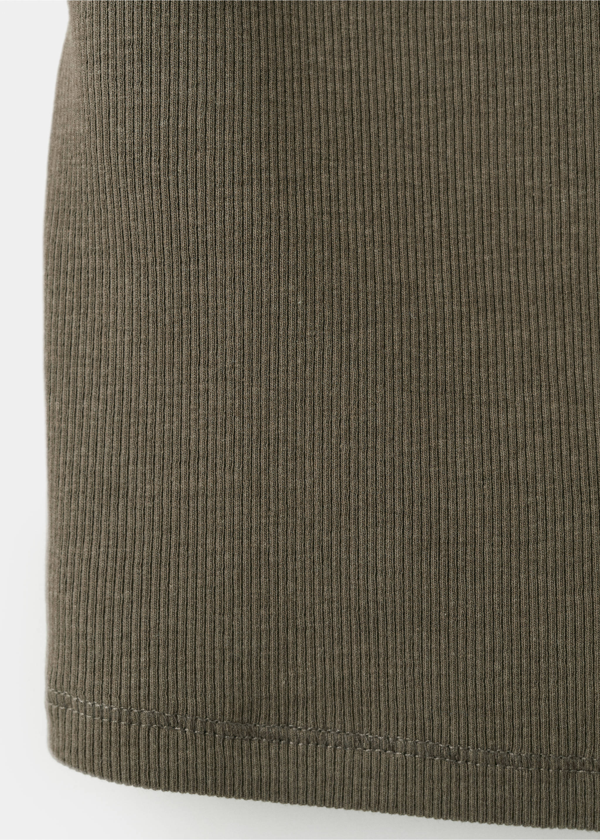 Ribbed cotton-blend top - Details of the article 8, Khaki. Ref: 27065830-00.