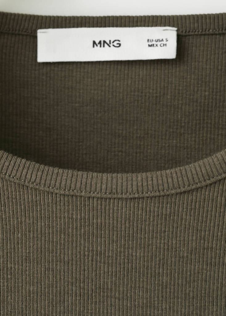 Ribbed cotton-blend top — Khaki