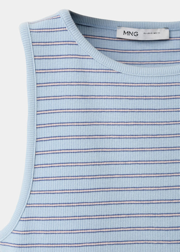 Ribbed cotton-blend top — Blue