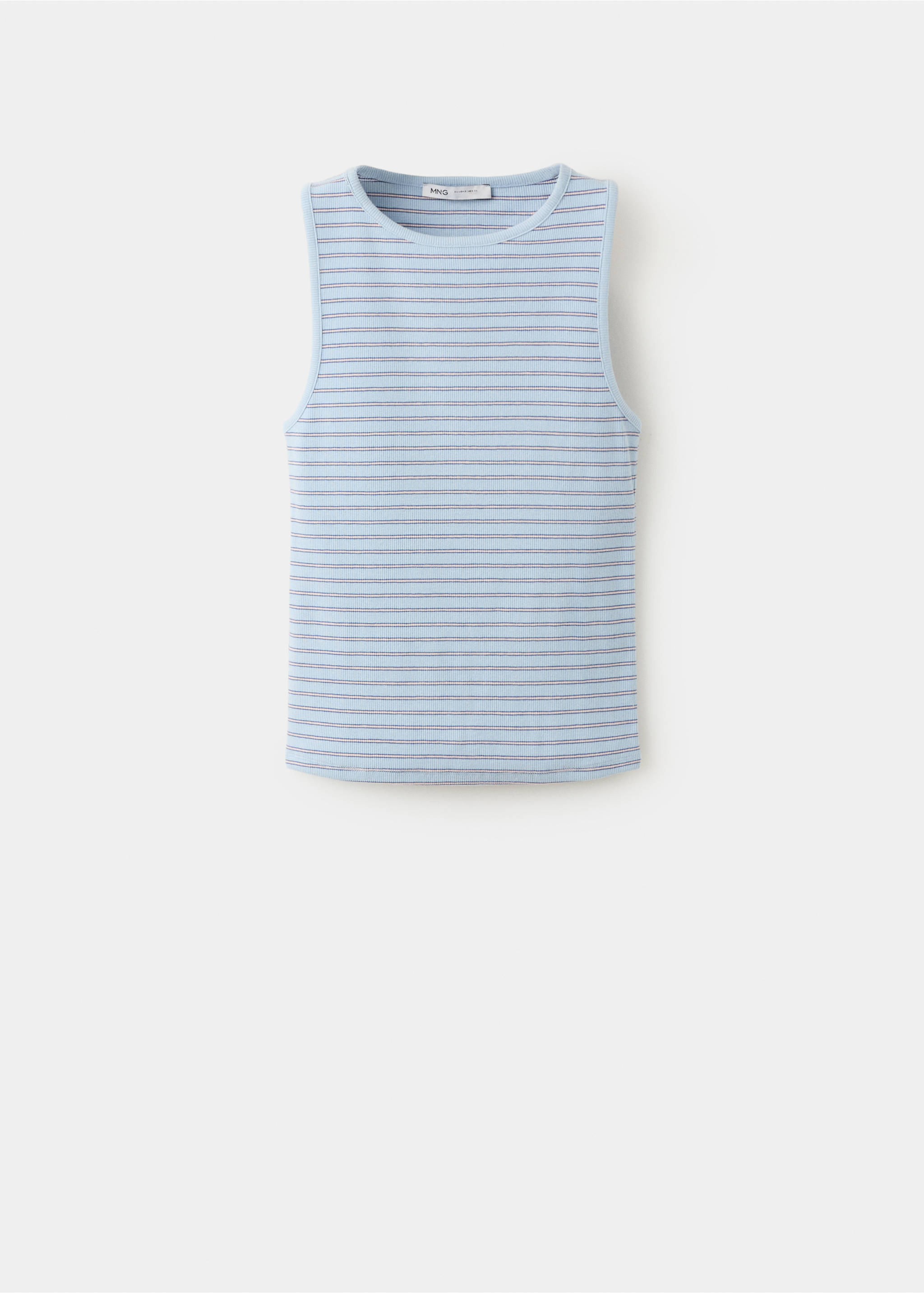 Ribbed cotton-blend top - Article without model, Blue. Ref: 27065830-00.