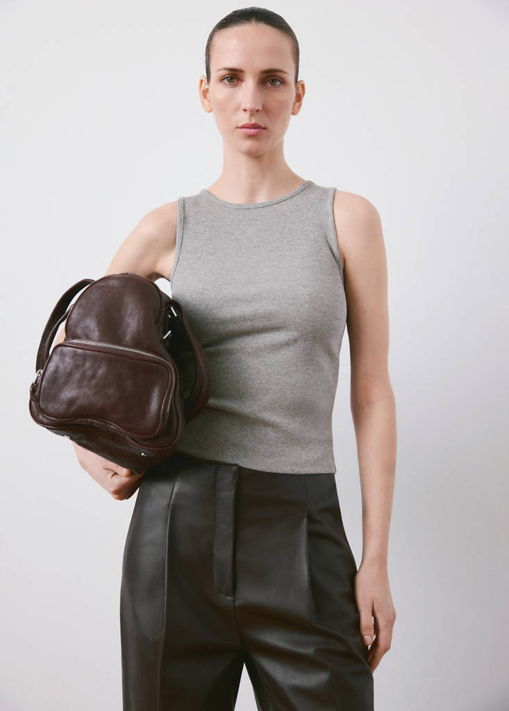 Ribbed cotton-blend top — Medium Heather Grey
