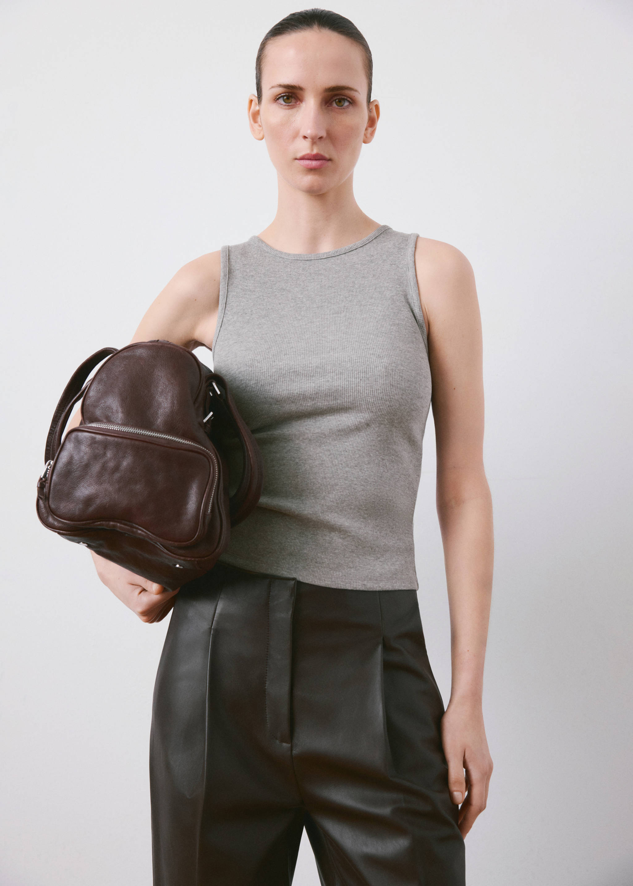 Ribbed cotton-blend top - Medium plane