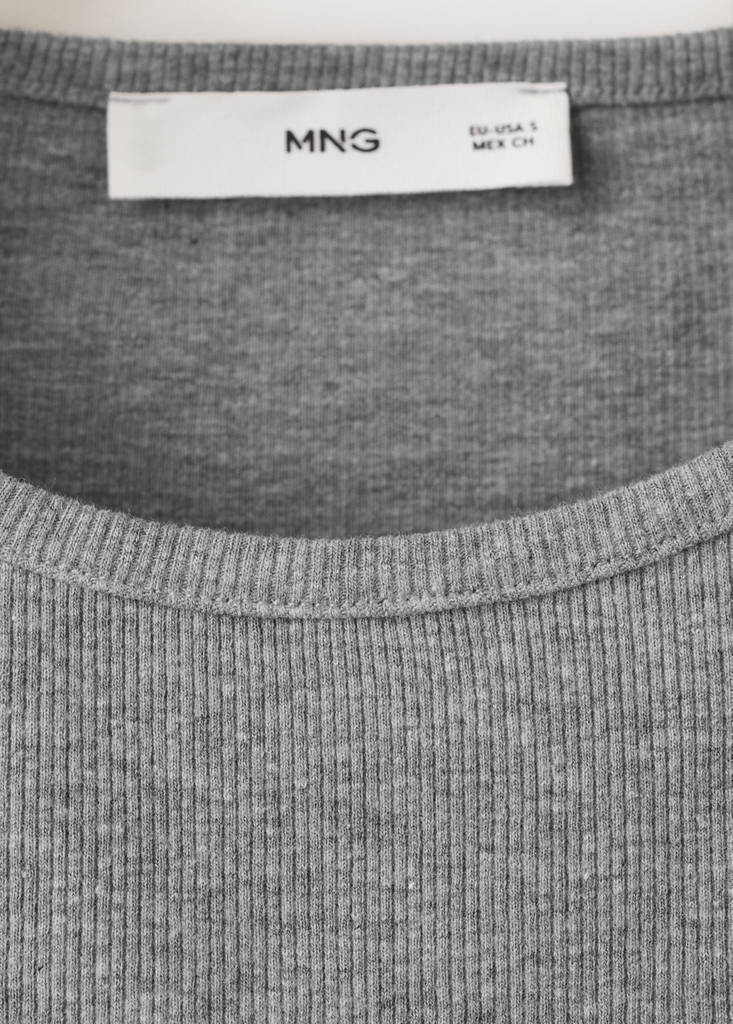 Ribbed cotton-blend top — Medium Heather Grey