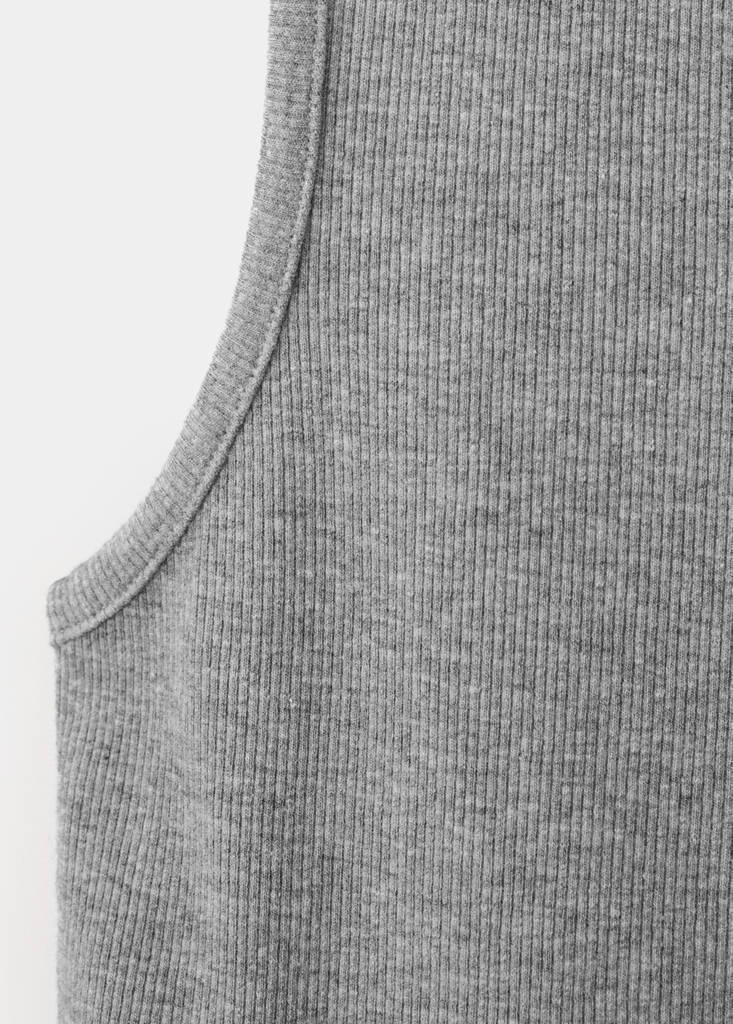 Ribbed cotton-blend top — Medium Heather Grey