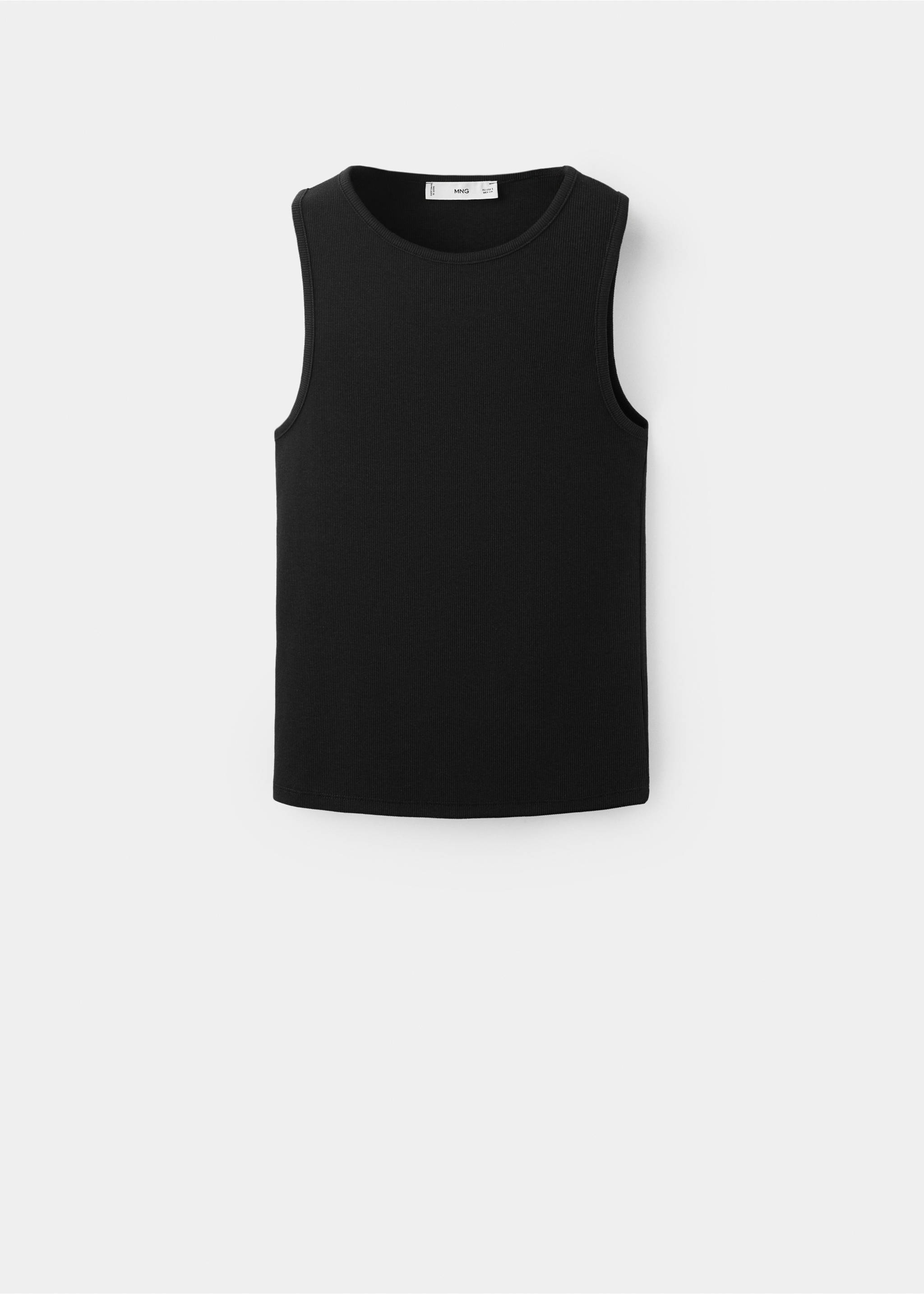 Ribbed cotton-blend top - Article without model, Black. Ref: 27065830-00.