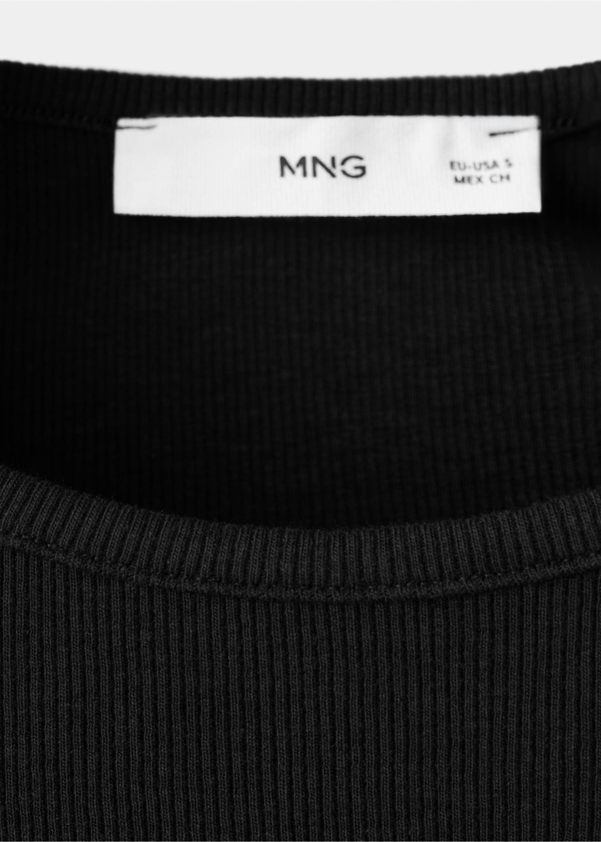 Ribbed cotton-blend top - Details of the article 8, Black. Ref: 27065830-00.