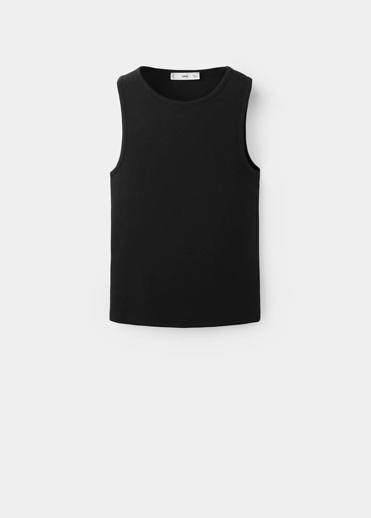 Ribbed cotton-blend top — Black