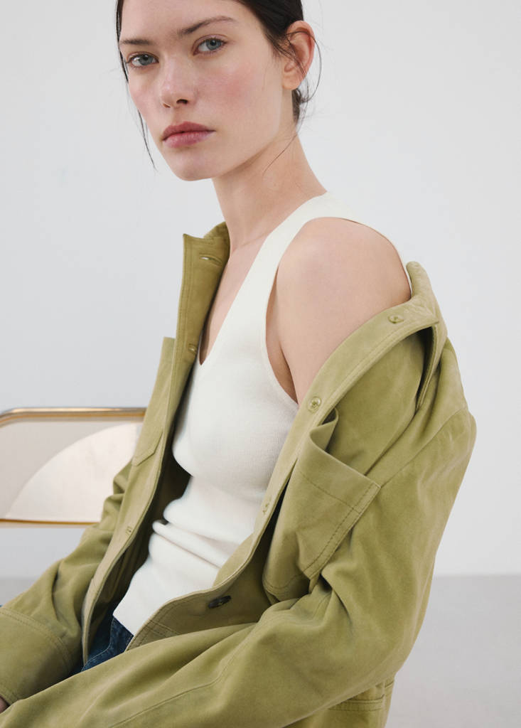 Round-neck knitted top — Ecru