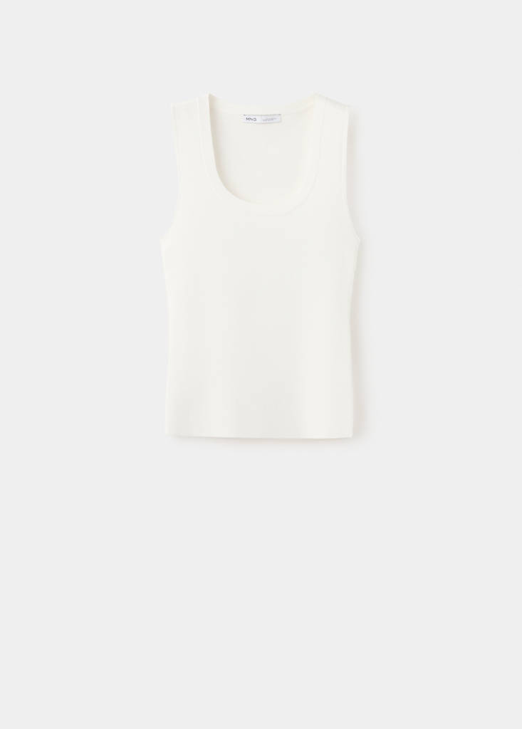 Round-neck knitted top — Ecru
