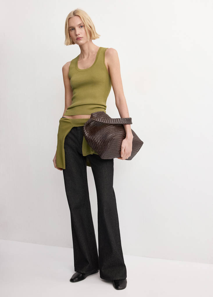 Round-neck knitted top — Green