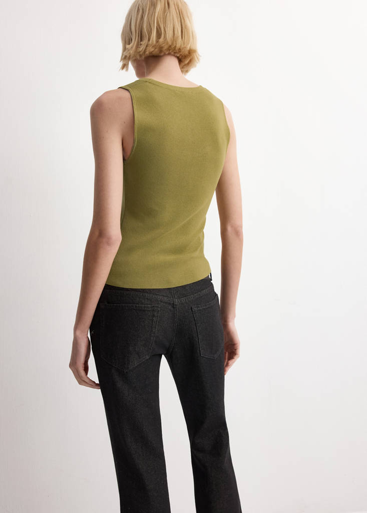 Round-neck knitted top — Green