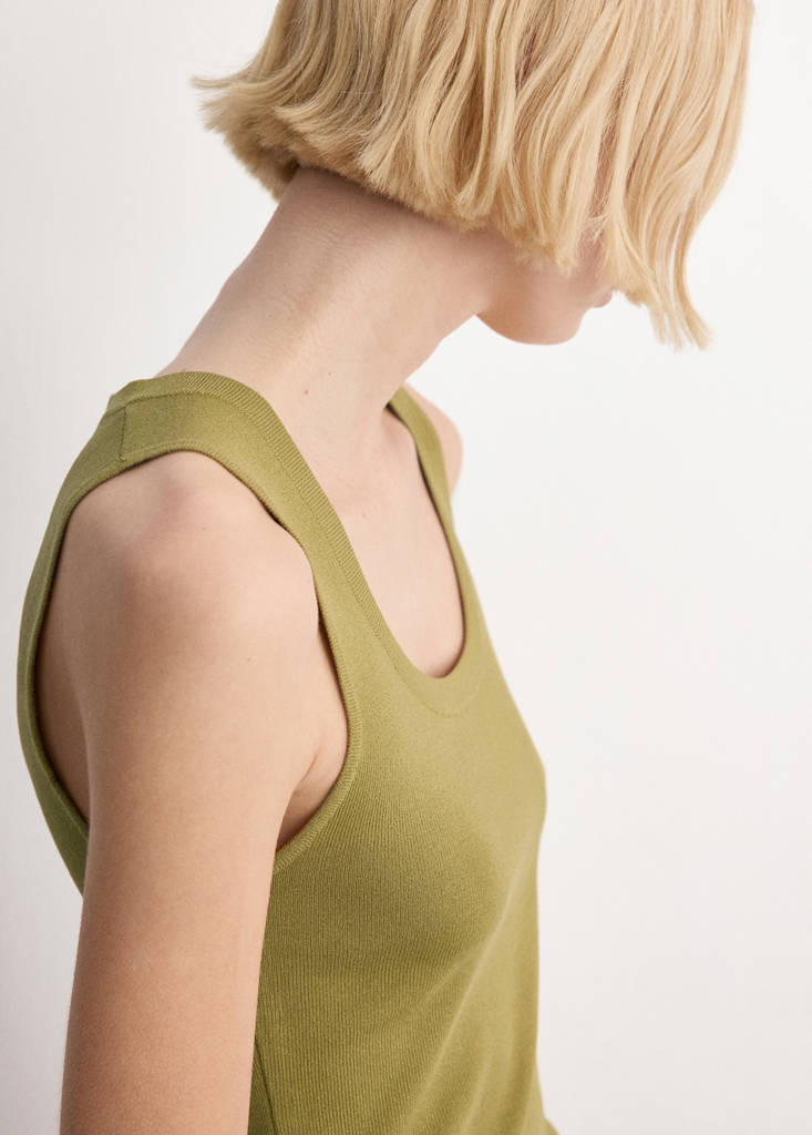 Round-neck knitted top — Green